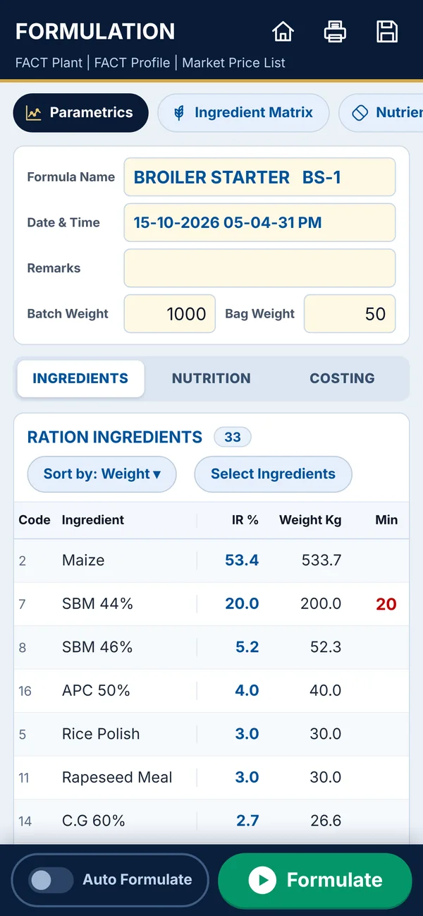 FACT for iPhone: Formulation